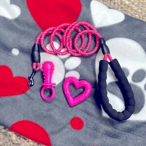Brand New 🆕🐾♥️ Pink Pet Pack w/Fleece Blanket, Leash & Chew Toys